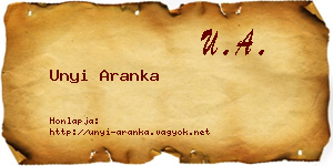 Unyi Aranka névjegykártya